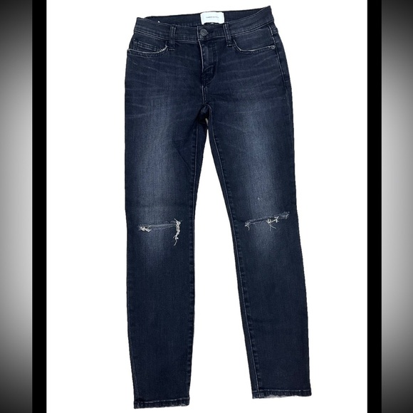 Current/Elliot Stiletto Distressed Skinny Jean 2 Year Destroy Stretch Black - Picture 3 of 4